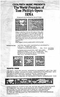 IRMA: World Premiere Programme (recto)