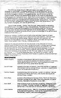 IRMA: World Premiere Programme (verso)