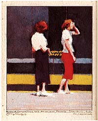 Postcard Compositions no. 6: Americans, Female, Standing, two