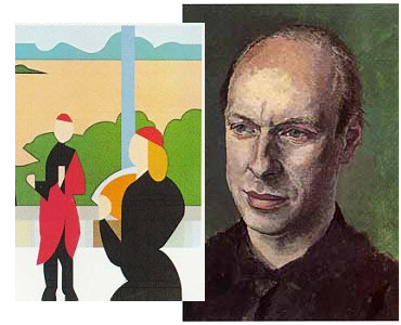 2 images by Tom Phillips: Brian Eno, and the cover of his record 'Another Green World'