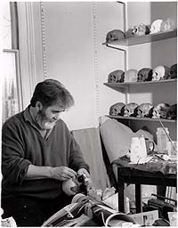 Tom Phillips with Treated Skulls